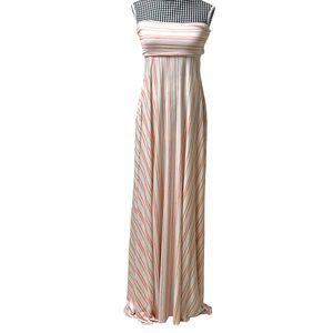 Victoria’s Secret Pink Striped Bandeau Style Strapless Lined Maxi Dress Small